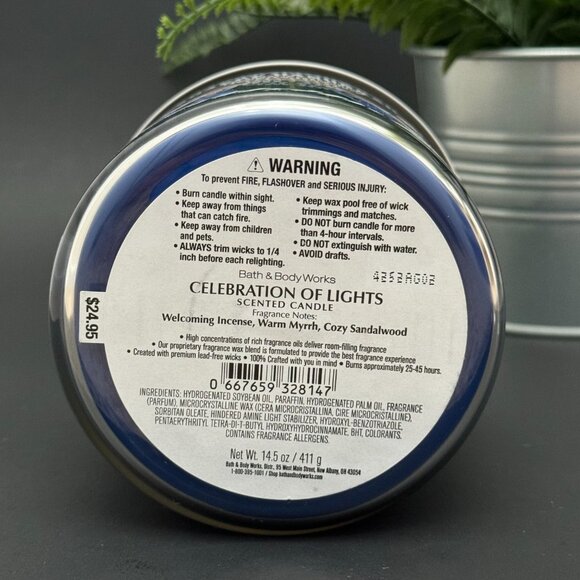 BBW Happy Hanukkah 2024 Celebration Of Lights Bath & Body Works 3 Wick Candle - Picture 9 of 10